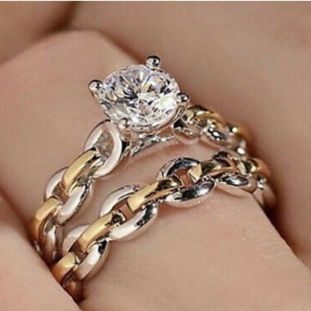 New Sterling silver two tone diamond 💍 ring